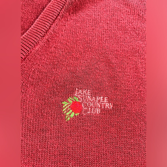 Men's Vintage Pickering Red Long Sleeve Lake Sunapee Country Club Sweater Large - Picture 3 of 15